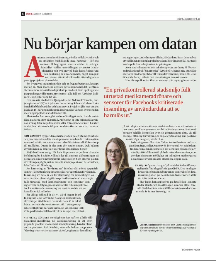 jm_seger's tweet photo. Intressant krönika i DI Dimension. Den teknik #EyeOnID erbjuder kommer kanske (troligen?) ha en roll i säkerhetsbygget kring smarta städer. Det nätverk av partners o kunder som de nu bygger känns som en bra grund att stå på inför framtidens möjligheter. https://t.co/BBEEmgxryS