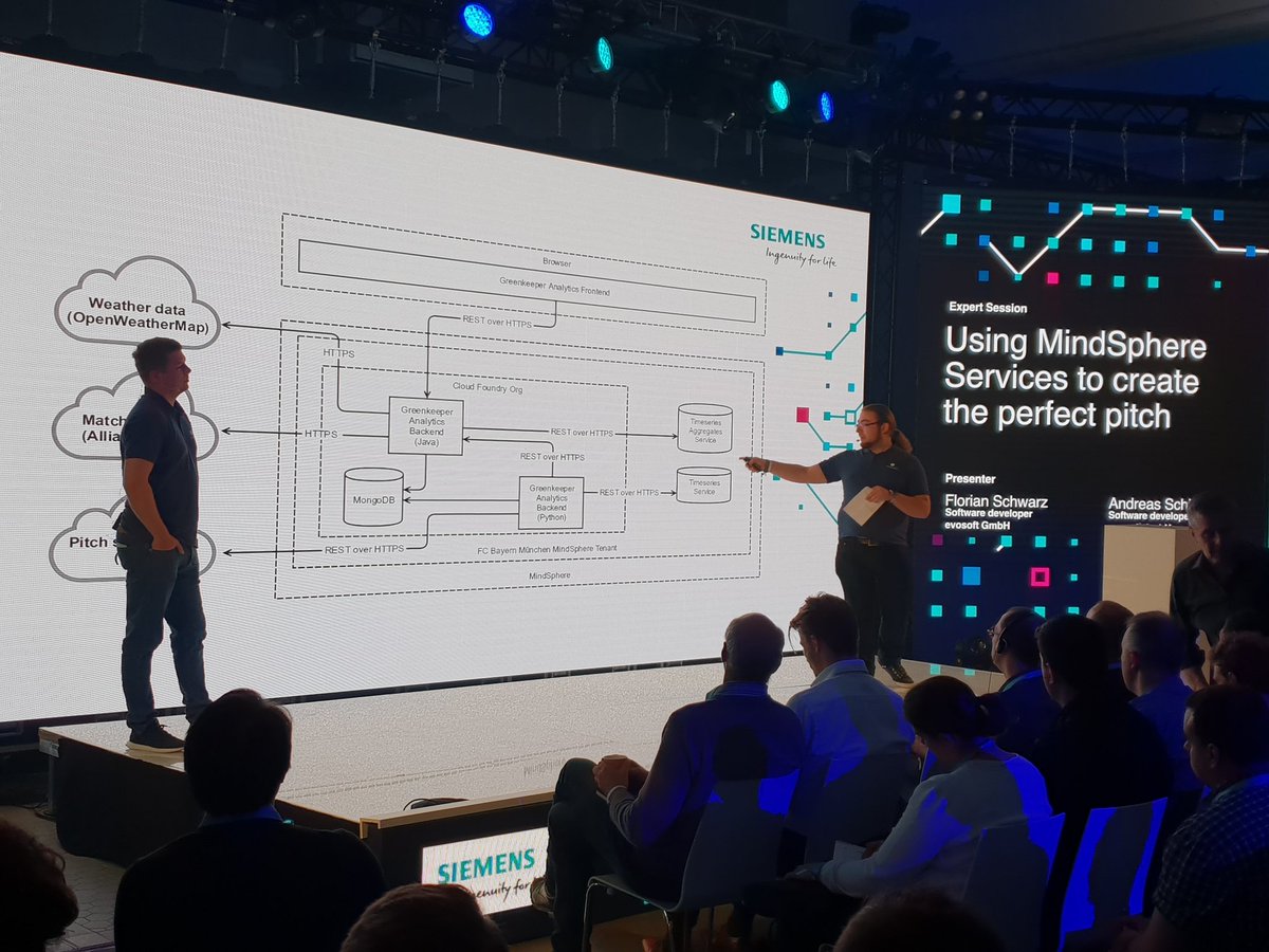 We now sharing a real app example and MindSphere app archutecture at day 2 #MindSphere #developersday . Evosoft did a great job to support #FCB !
