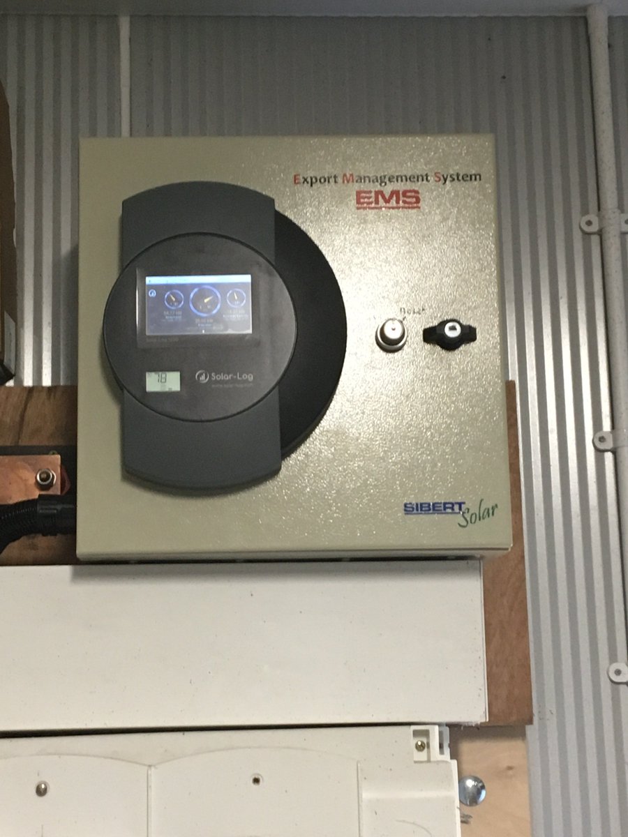 SibertUpdates's tweet photo. Interesting Sibert Solar EMS installation yesterday - dairy farm with 50kW PV, export limited to 3.68kW per phase (not simply 11.04kW 3ph).  Fortunately, we have a special EMS variant for that! @SolarLogTM_Int #solarpv #exportlimitation #G100 https://t.co/QSAfLAcOgn https://t.co/cvLMyJKogy