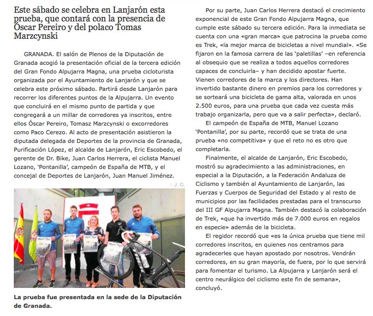 Este sábado III GF <a href="/alpujarramagna/">AlpujarraMagna</a> , 1000 corredores, y mucho más, os esperamos¡¡¡¡. <a href="/AyunLanjaron/">Ayuntamiento de Lanjarón</a> <a href="/LanjaronTurismo/">LanjaronTurismo</a> <a href="/FACiclismo/">Federación Andaluza de Ciclismo</a> @TrekBikesSpain
