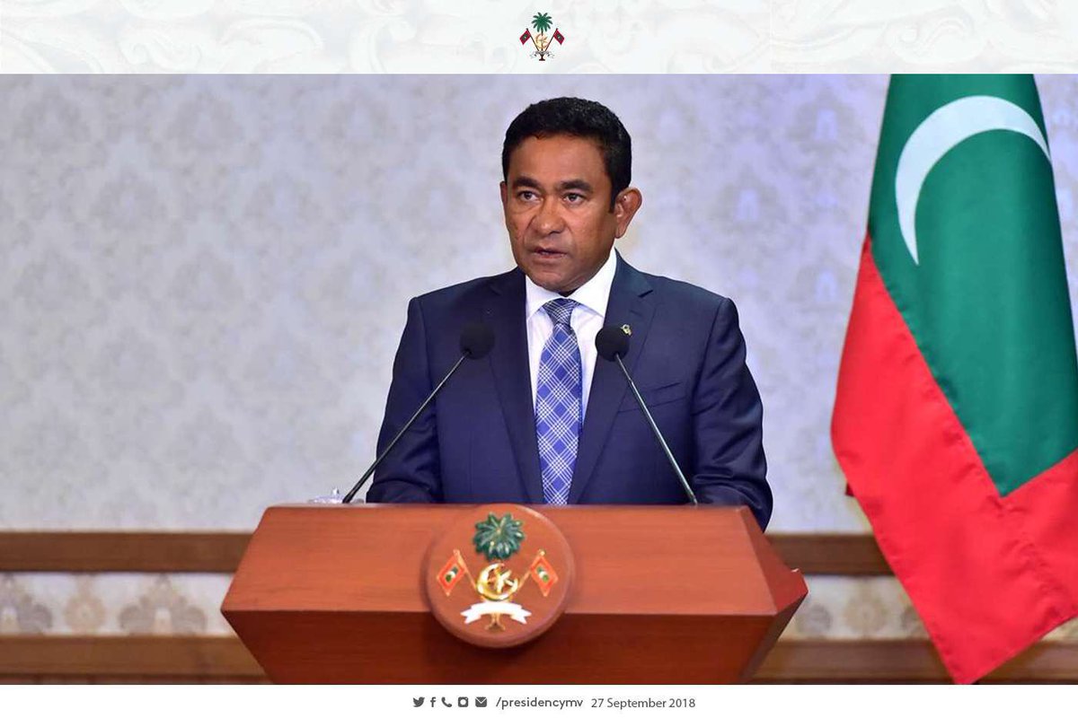 presidencymv's tweet photo. President Yameen appeals to work together to sustain the progress of the #Maldivian #Tourism Industry https://t.co/fQBNMQHCMR https://t.co/NFxc6zHV1f