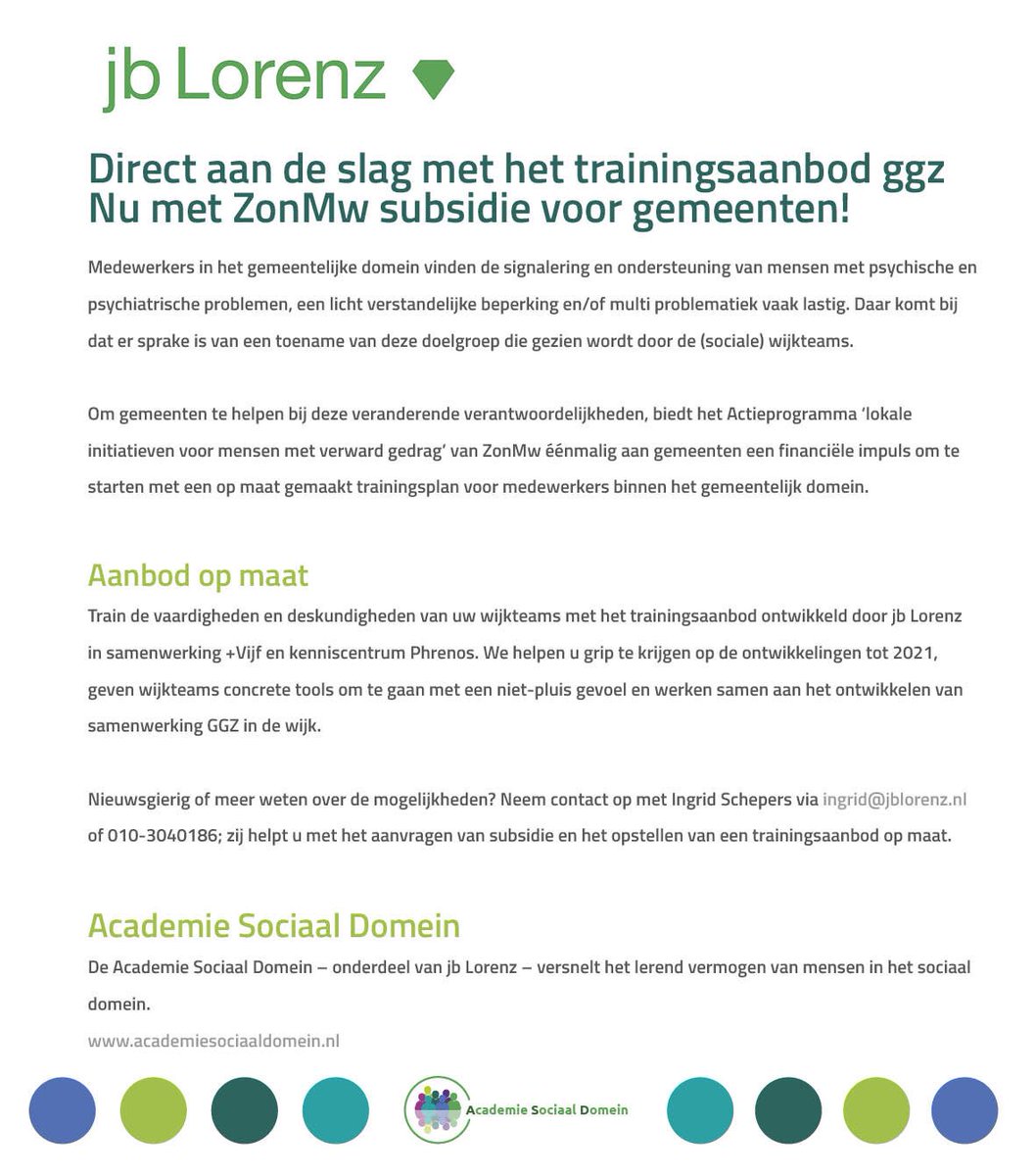 IngridSchepers's tweet photo. jb Lorenz heeft een divers trainingsaanbod GGZ ontwikkeld. Bel of mail voor meer info!! https://t.co/UrkrFPDuri https://t.co/r7g1IC5TYS