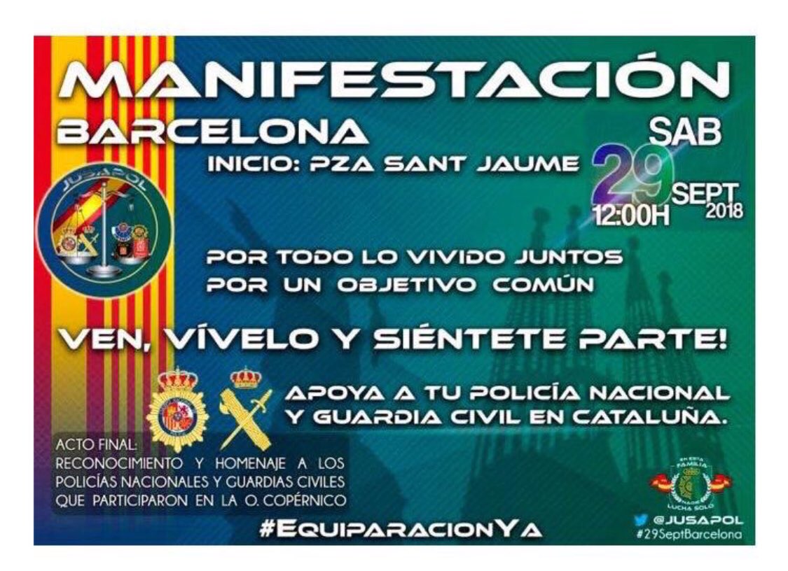 Nacho_Abad's tweet photo. Me encantaría poder ir a apoyar la #EquiparacionYa a la manifestación de Barcelona de este 29. Estaré en la próxima de Madrid. Todo mi solidaridad con esta reivindicación justa e histórica de @guardiacivil y @policia https://t.co/6qkLwRXq7v