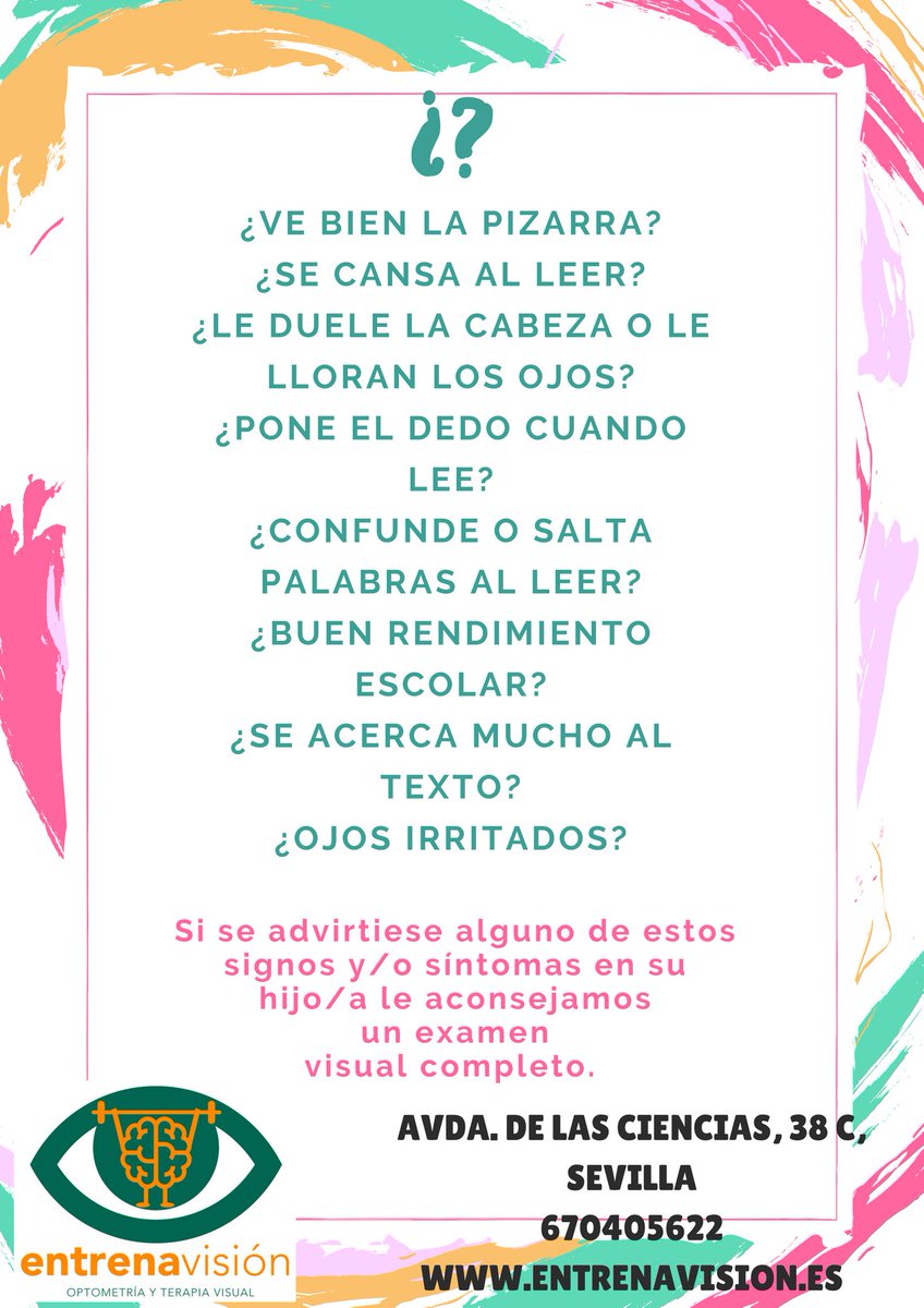 entrenavision's tweet photo. Observa a tu hij@, muchos de los #fracasosescolares están relacionados con un #problemadevisión .
Aquí os mostramos algunos de los síntomas y signos que pueden presentar si tiene alguna #dificultadvisual.

Aconsejamos una evaluación visual completa siempre. https://t.co/G7zt1mqe2b