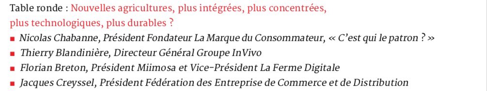#foodchain découvrez notre table ronde spéciale #agtech :

« Nouvelles Agriculture, plus intégrées, plus concentrées, plus technologiques, plus durables? » 

Avec nos experts:<a href="/NicoChabanne/">Nicolas Chabanne</a> <a href="/TBlandinieres/">Thierry Blandinières</a> <a href="/florianbreton/">☰ Florian BRETON</a> <a href="/JacquesCreyssel/">Jacques Creyssel</a>