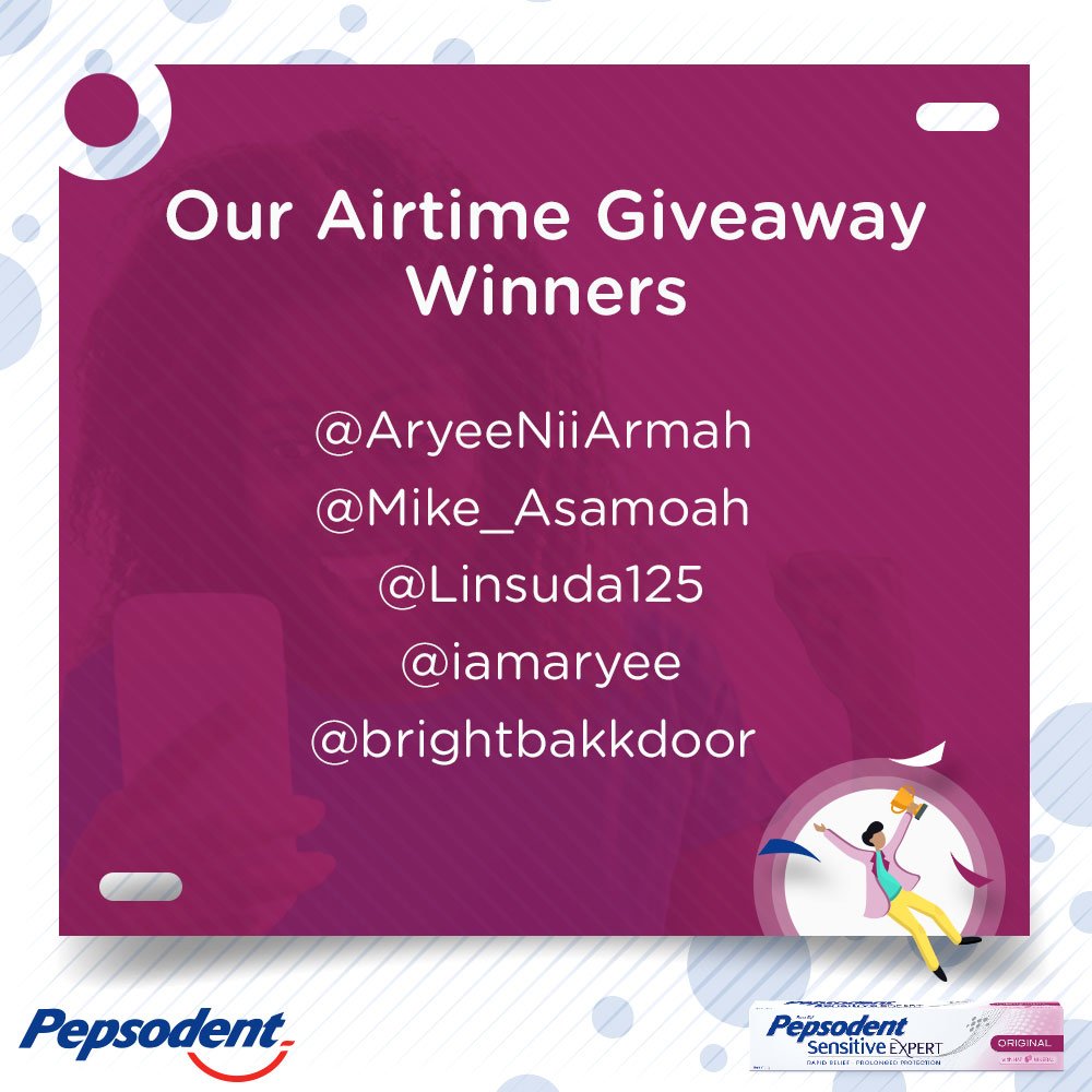 Pepsodent_ghana's tweet image. Congratulations to our winners. Stay tuned to our page for more exciting giveaways. #PepSensitiveRepairs