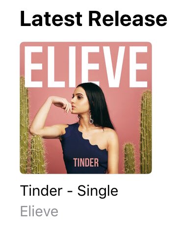 ElieveF's tweet photo. You can get #Tinder now on ITunes or Spotify!! Tinder by #Elieve 
#music #song #lit https://t.co/w7hl5LUJyo