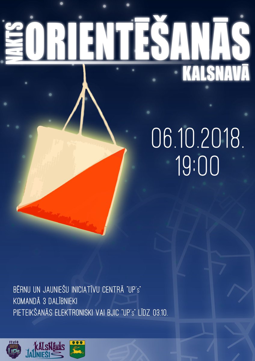 Piesaki savu komandu "Nakts orientēšanas" pasākumā Kalsnavā. 
Pieteikšanās elektroniski docs.google.com/forms/d/e/1FAI…
Ar nolikumu iepazīsties drive.google.com/file/d/1d1xQnB…