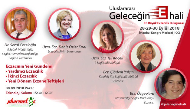 geleceginehali's tweet photo. Uluslararası Geleceğin E Hali’nde 30 Eylül Pazar saat 15:30'da Teknoloji Salonu’nda Dr.Sezai Ceceloğlu,Uzm.Ecz.Deniz Özler Kıral,Uzm.Ecz.Işıl Koçali, Ecz.Çiğdem Yalçın ve Ecz.Özge Kara’nın konuşmacı olduğu, “Eczacının Yeni Gündemi” oturumuna tüm katılımcılarımız davetlidir. #ugeh https://t.co/uQ6MPpcAlL