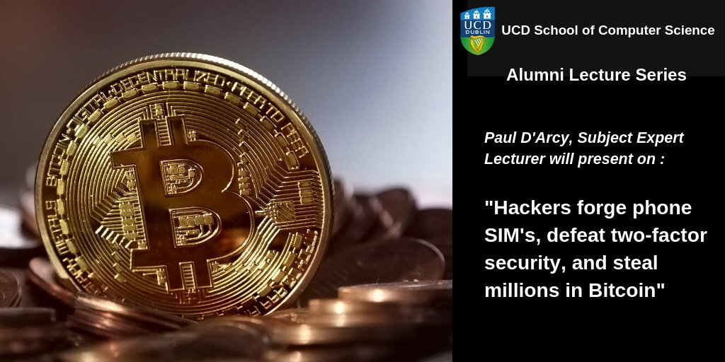 We’re excited to host the next Alumni Lecture on 22nd November at 6pm. Highlights include Paul D’Arcy presenting a lecture on "Hackers forge phone SIM's, defeat two-factor security, and steal millions in #Bitcoin". 

Register for this free event at: goo.gl/NMmhPT
