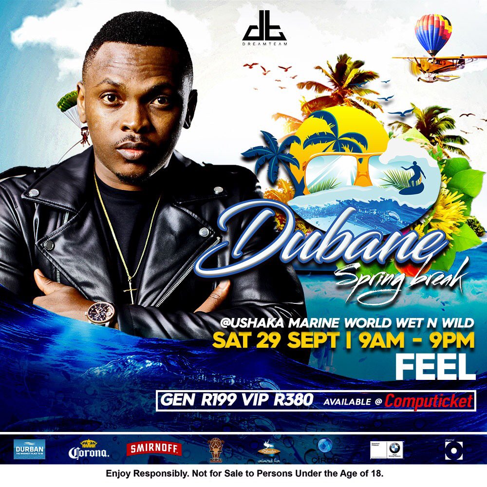 DJFeelSA's tweet photo. It’s finally happening this Saturday 29 September @ushakamarineworld #DubaneSpringBreak it’s gonna be a Jump Believe 🔥🔥🔥

NB ❗️TICKETS ARE AVAILABLE @computicket https://t.co/6pR32uBxmY