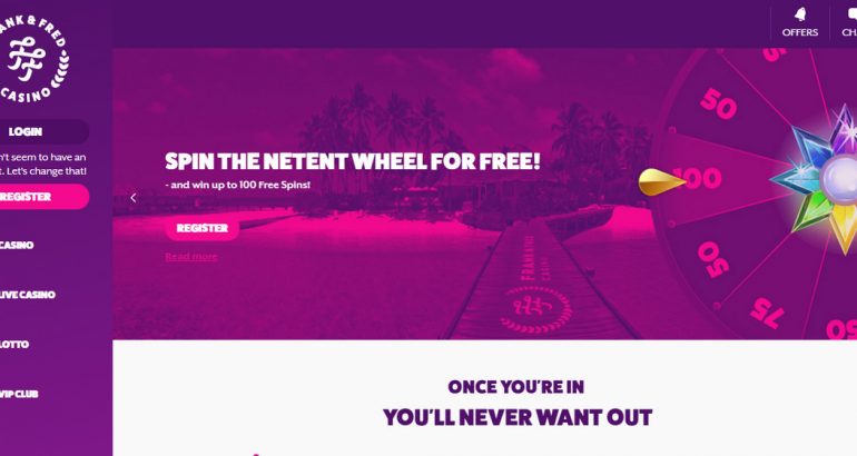 FrankFred Casino gives you amazing opportunity to get 100 free spins no deposit! Register account now and get your amazing bonus bit.ly/2ObcZAb