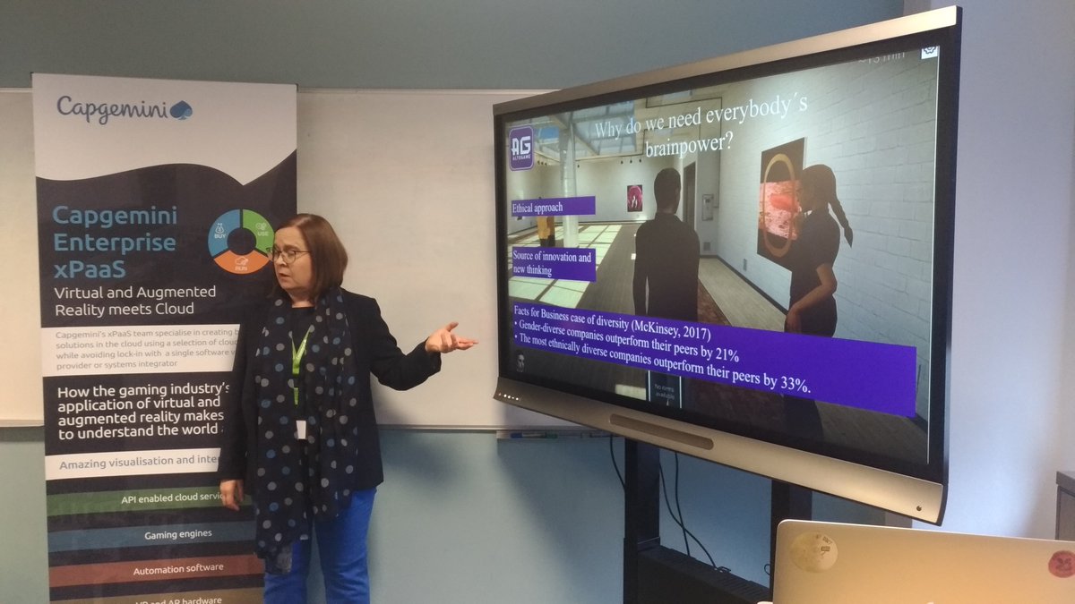 Agimmersive's tweet photo. @Altogame showcasing and presenting at #CWIN18 @CapgeminiUK how to get your innovation at the next level. Plenty of interesting stuff around immersive solutions and other topics e.g. how corporates can work with start-ups. #innovation #startups #DiversityandTech @makirint https://t.co/UxPU6oyfBe