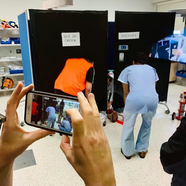 swsydUNSW's tweet photo. All the mobiles were out to film scenes from our elevator accident scenario testing the skills of our brilliant senior students #swsydunsw #unsw #simwars #simulation #simulationhealthcare https://t.co/oRHxrVSM9i