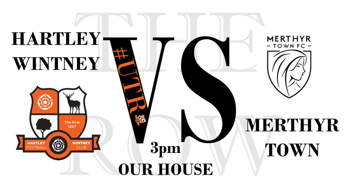 HartleyFC's tweet photo. This Saturday people...
@SouthernLeague1 @MerthyrTownFC 

•The Row vs The Martyrs
• Hartley vs Merthyr
• Village  vs Town
• 1st vs 5th......or joint 2nd ...or whatever 🤔
#UTR https://t.co/gXikFY3zZg
