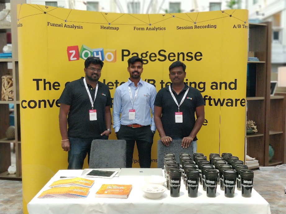 Zoho's tweet photo. Zoho PageSense is @MeasureFest, Brighton. Drop by our booth, and let's have some interesting CRO conversations. 

#zoho #conversionrateoptimization #abtesting #digitalmarketing https://t.co/jaxBfCP5sH