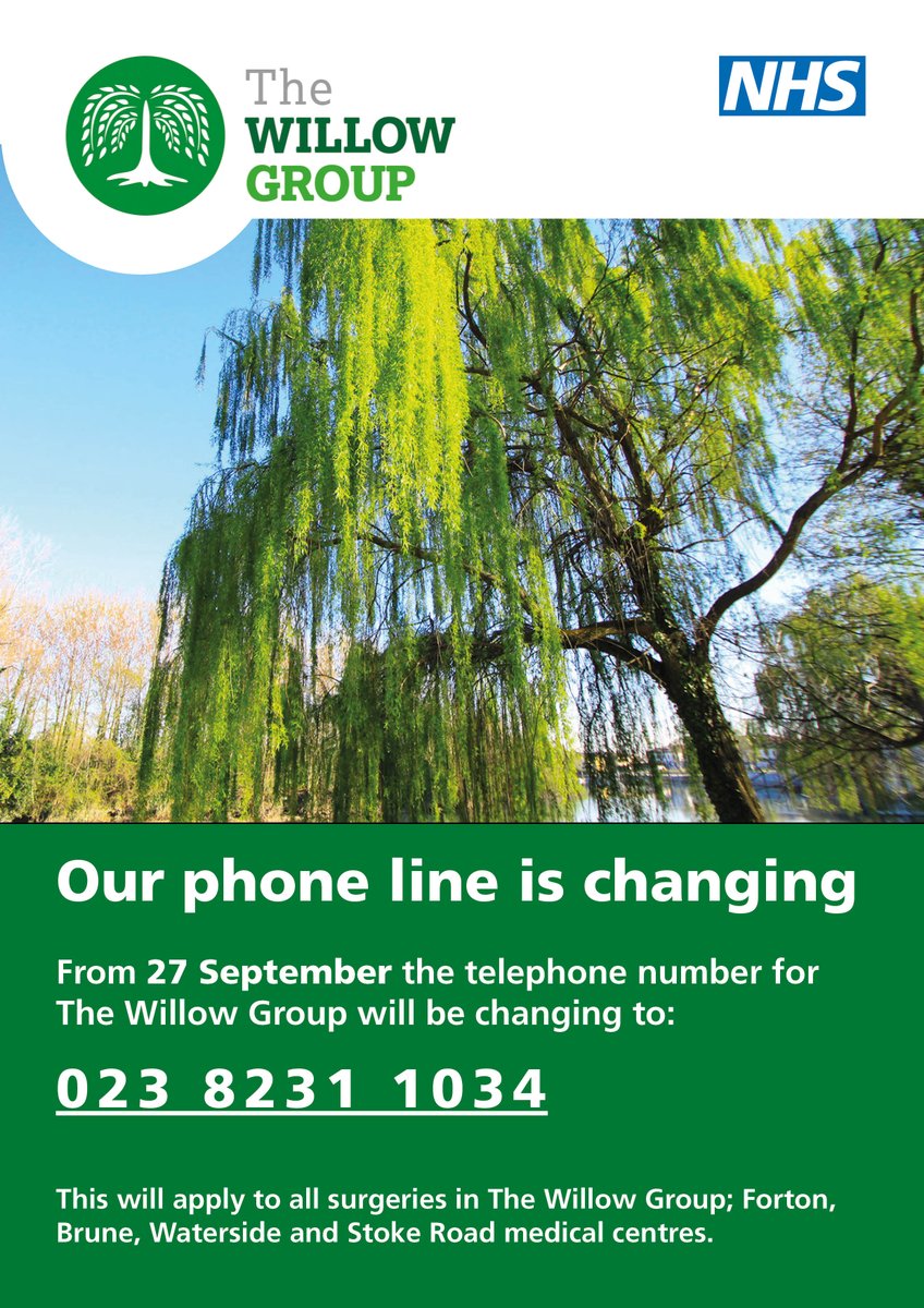 willowgroupnhs's tweet image. Our new phone number is now live! You can call: 023 8231 1034 to make appointments, request test results etc at any of our sites. @NHSFGCCG @Southern_NHSFT @GosportPolice @GosportCouncil @italkHants @GVATweets @ageconcerngosp