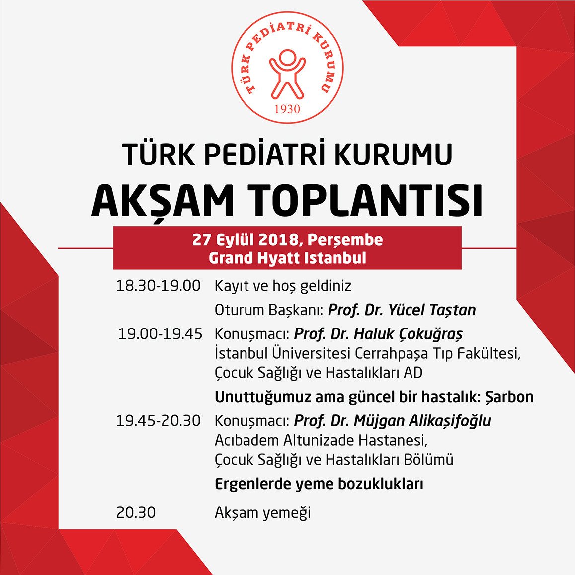 Sevgili Meslektaşlarımız,
Güncel bilimsel konuları tartışacağımız ve dostluklarımızı pekiştireceğimiz toplantımıza sizleri davet ediyoruz.