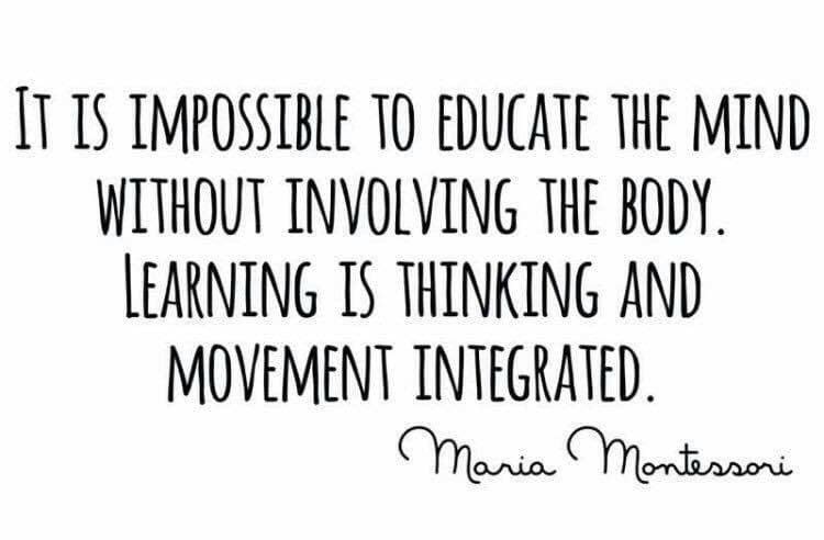 Montessori and Moving are synonymous with each other. Montessori classrooms would not exist without movement throughout! #montessori #movement #preschool #baycitymi