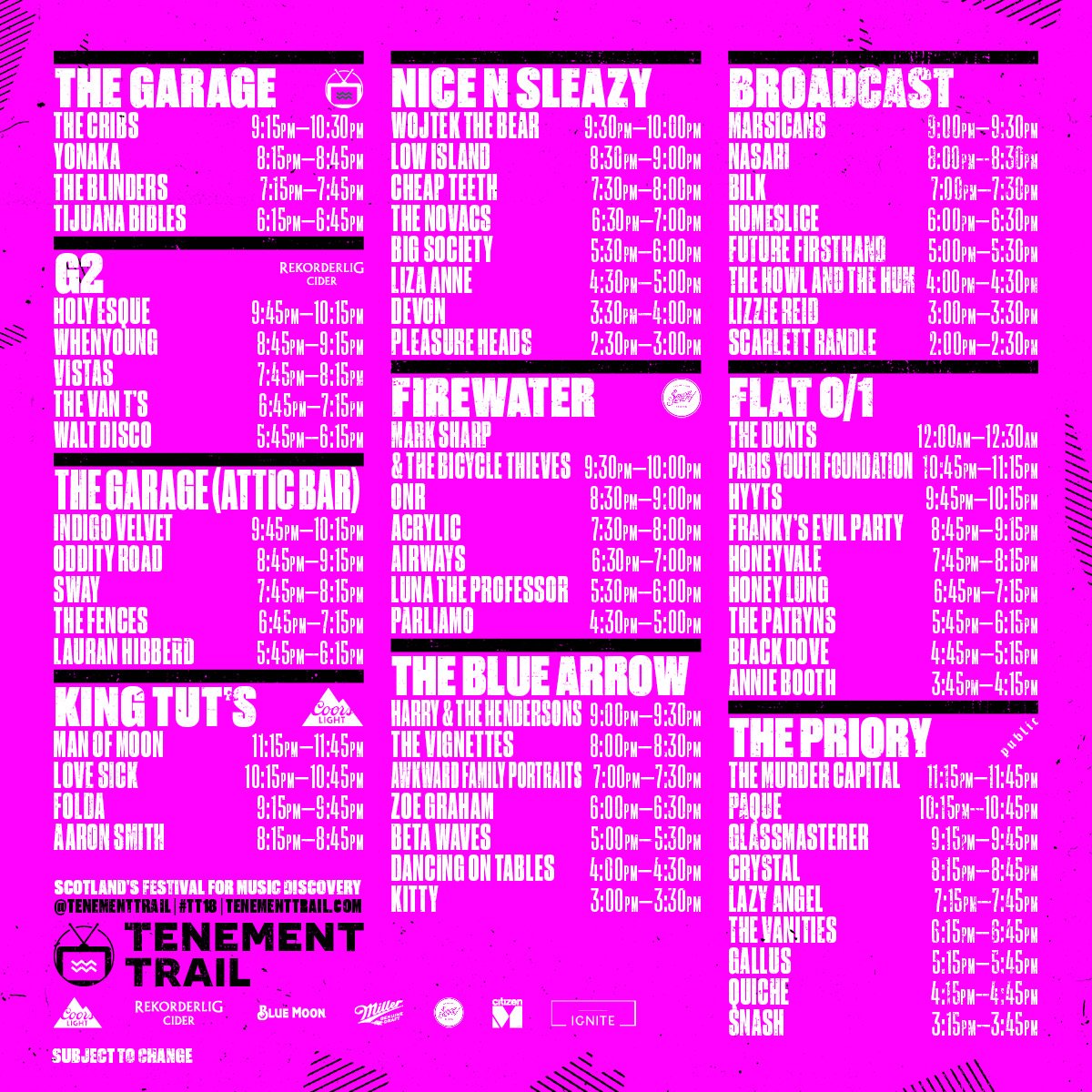 tenement_trail's tweet image. ⚡️ UPDATED STAGE TIMES ⚡️ Due to unforeseen circumstances @FabricBearBand @easylifemusic are no longer able to play this year's #TT18 and have been replaced with the brilliant @FencesMusicCB @futurefirsthand 🙌 Don't miss out! 🎫👉 bit.ly/TT18tickets
