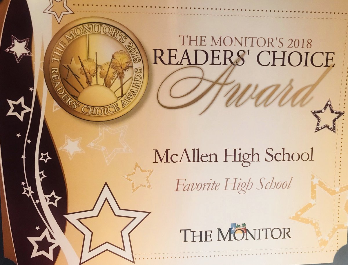 McHiPride's tweet photo. Congratulations to our Amazing School “McHi” as the Monitor’s Readers’ Choice Award Winner, Favorite HS! Go Bulldogs! @McAllenISD @CityofMcAllen https://t.co/ExLX5LB3MH