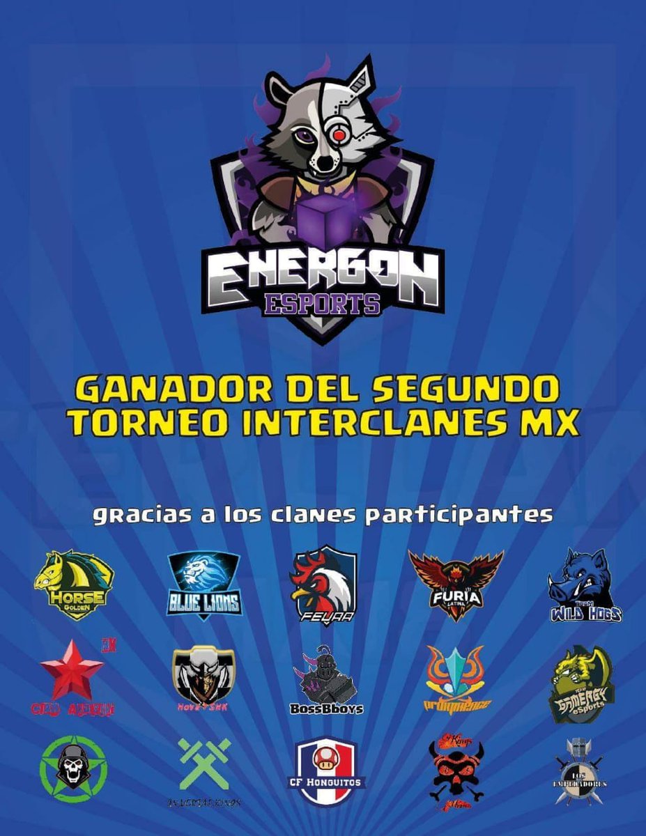 El dia de ayer se logro el primer titulo de este gran clan <a href="/EG_eSportsmx/">Energon eSports ⚡EG</a>, Muchas gracias a los jugadores por su entrega y dedicacion

#WeAreEnergon
#Congratulations
