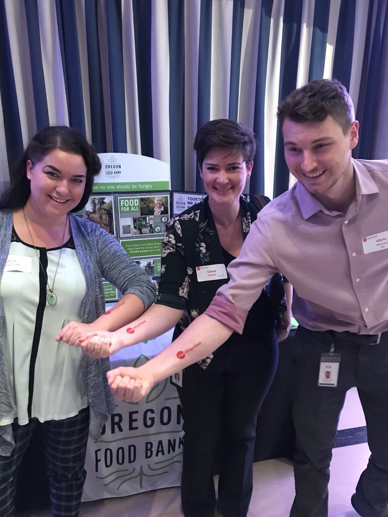 zak_toledo's tweet photo. #HDRoregon #CANstruction team members show their dedication to ending hunger by getting tattoos! Temporarily... Great celebration last night with an engaged team. #lifeathdr @caseyagillespie https://t.co/5cabDLxdAX