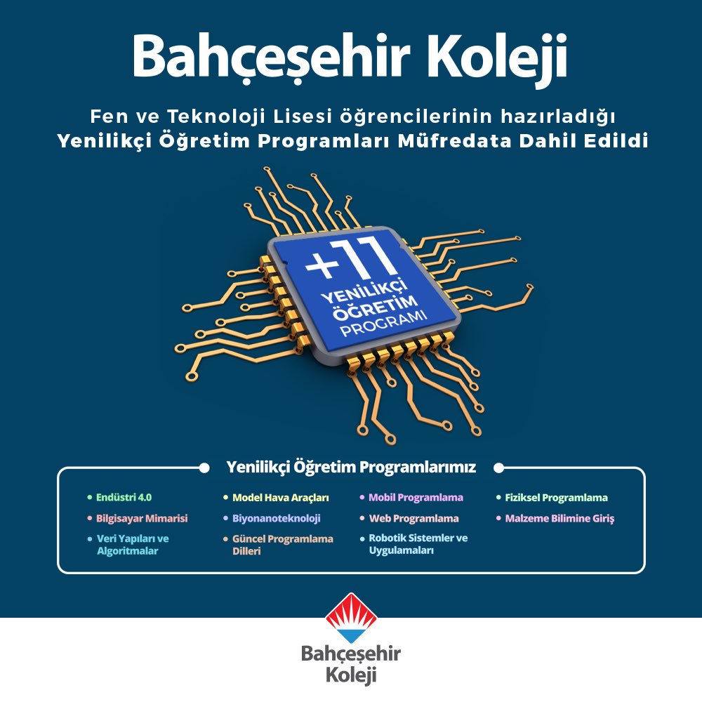 Bahçeşehir Koleji Fen ve Teknoloji Lisesi öğrencilerimizin katkıları ile hazırlanan 11 ders Milli Eğitim Bakanlığı müfredatına dahil edildi.