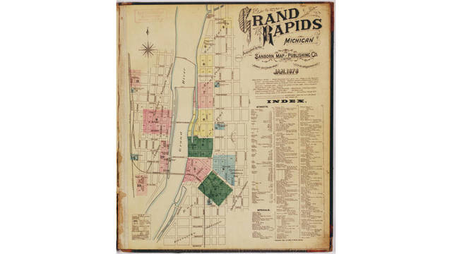 wamlrobot's tweet photo. Rare maps unearthed show Grand Rapids in the 1870s https://t.co/86CkKmLGXD #maps #cartography #sanbornmaps #fireinsurancemaps https://t.co/FFBfMcgwOf