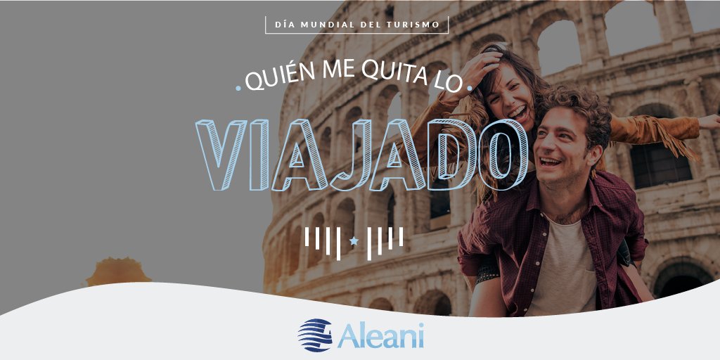 Aleani's tweet photo. #DiaMundialdelTurismo ✈️¡Que sigamos disfrutando del placer de viajar adonde sea! #ViajaDisfrutaRespeta  #WTD2018 #WorldTourismDay https://t.co/RBkYBXWl8t