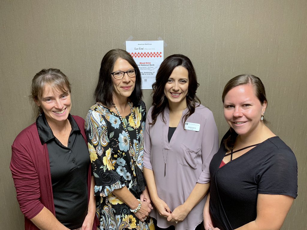 FNBFirst's tweet photo. The Wellness Team from The First along with #FeeInsurance coordinated a building tenant @RedCross blood drive today! Thanks to all donors and volunteers! @BCBSKS @HutchCF #FNBGive https://t.co/HPeqqb3d0b