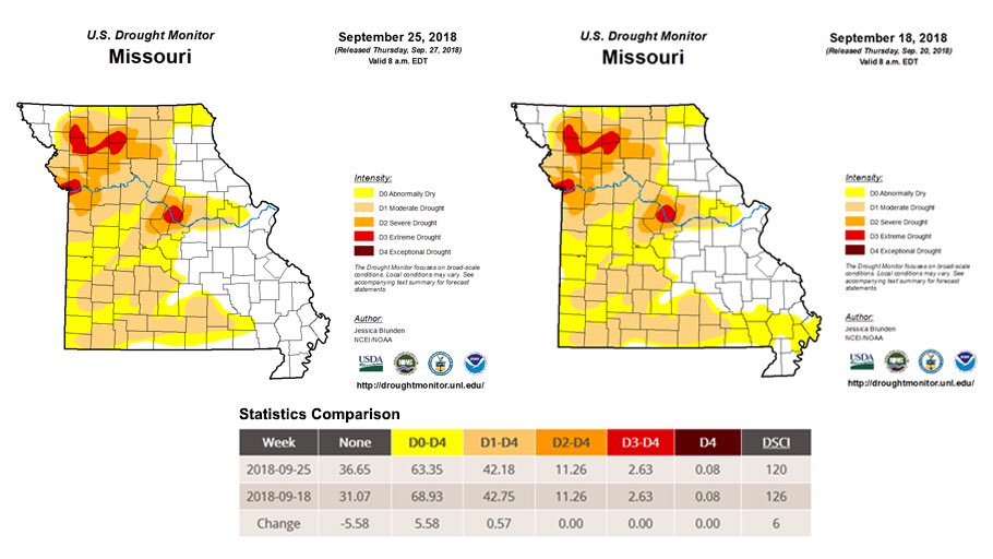 Missouri DNR on Twitter "As of Sept. 25, U.S. Drought Monitor shows 63.35 of Missouri