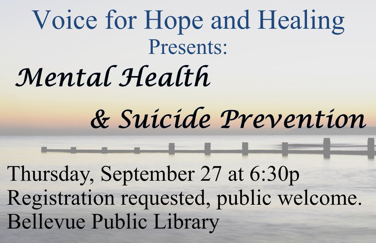 Important talk about #SuicideAwareness &amp; #MentalHealth tonight 9/27 at 6:30pm <a href="/BellevueLibrary/">Bellevue Library</a>! Learn to spot symptoms and have the important conversation when the time comes. #SuicidePrevention #Nebraska #OmahaMetro