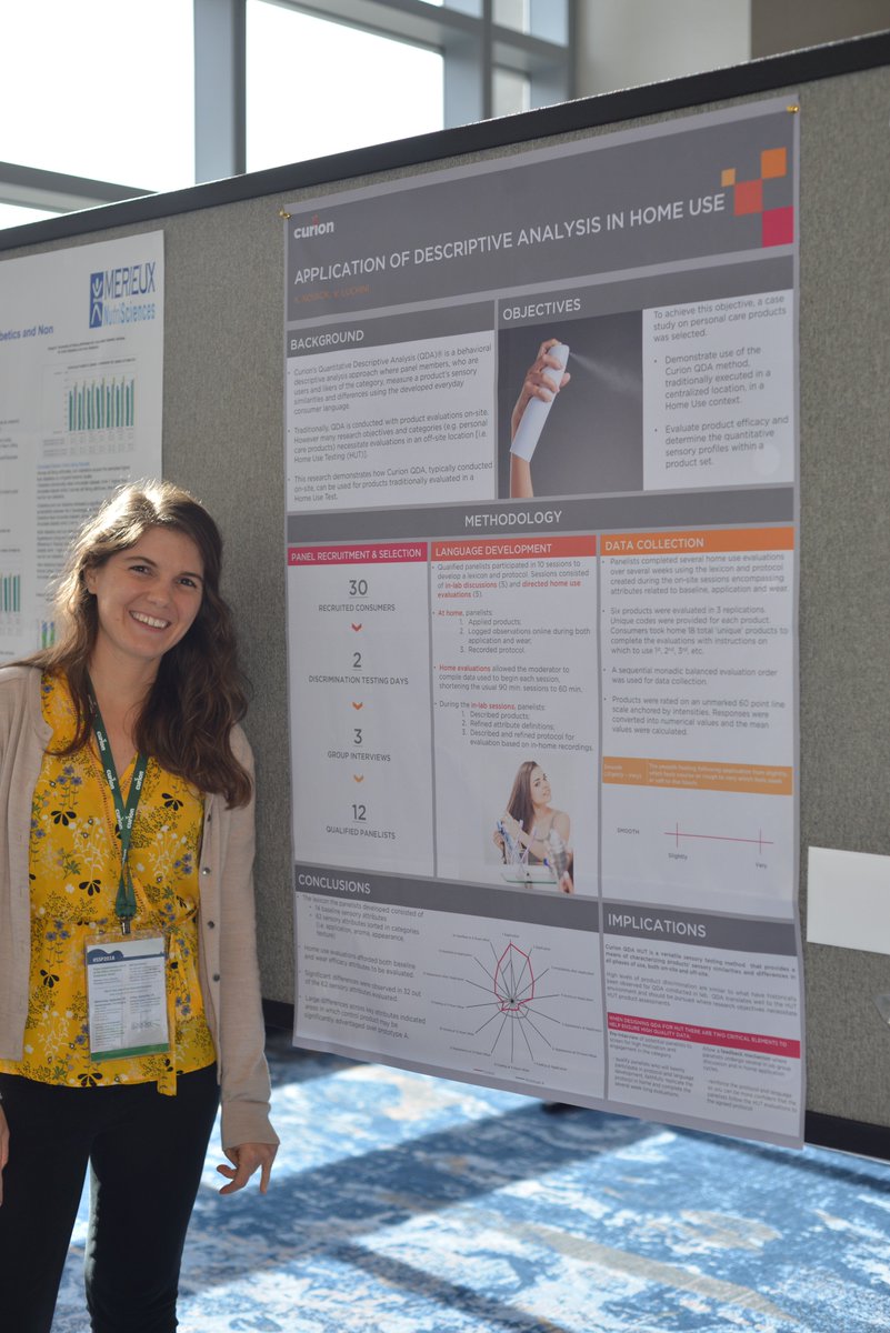 curioninsights's tweet photo. Stop by poster #86 Virginia is ready to tell you all about the Application of Descriptive Analysis in Home Use. You go girl!  #CurionInsights  #ProvenMethods #FreshThinking #SSP2018 #Proud https://t.co/1AVCygzm4C