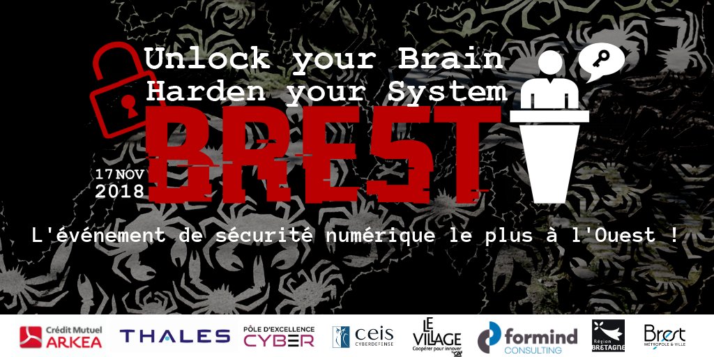 Le « before » de la #EuroCyberWeek, ce sera le samedi 17 novembre à Brest, « Unlock Your Brain, Harden Your System » ! Conférences et CTF - plus d’infos : unlockyourbrain.bzh Avec le soutien du Pôle <a href="/ExcellenceCyber/">PôleExcellenceCyber</a> <a href="/UYBHYS/">Unlock Your Brain, Harden Your System</a> #UYBHYS #cybersécurité #cyberdéfense