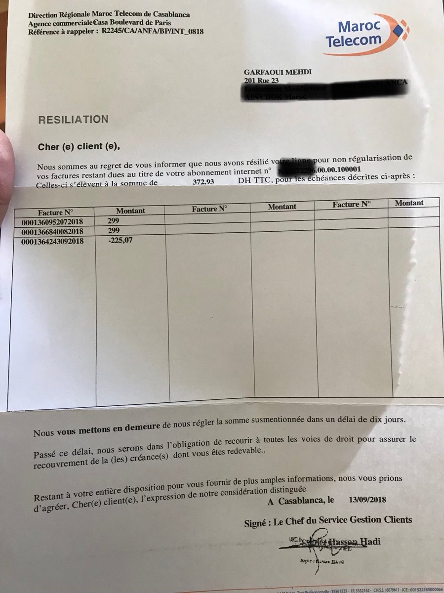 garfaoui's tweet photo. Cc @Maroc_Telecom merci d'informer votre service rétention que je ne suis pas obligé de payer ce montant, Parce-que la qualité service est nul nul nul.
#ADSL #ADSLFAIL #MT #IAM https://t.co/eYNdsSbUIq