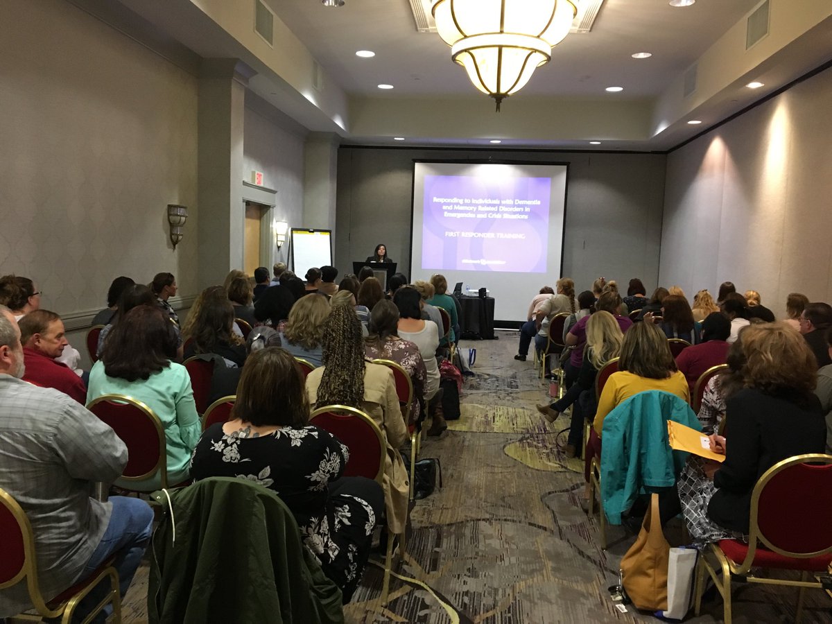 Packed house for Erica Salamida  ‘s presentation on Responding to Individuals with Dementia and Memory Related Disorders in Emergencies and Crisis Situations at #AATI2018. ⁦<a href="/ALZNENY/">Katie Weklar</a>⁩ ⁦<a href="/alzassociation/">Alzheimer's Association</a>⁩