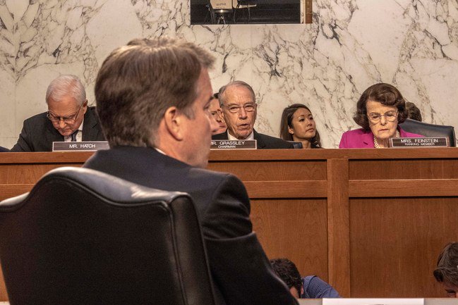 Today, a man who has been accused of sexual misconduct by 2 women, and who has been nominated for a position on the Supreme Court by a President accused of sexual misconduct by 20 women, will attempt to persuade 11 men that he deserves that position: nyer.cm/ECnbEuP