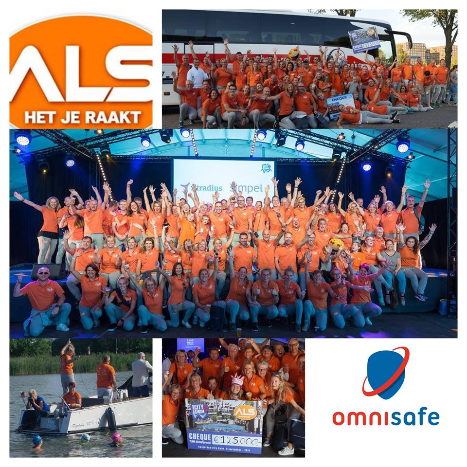 Samen vegen we #ALS van de kaart!
#Omnisafe sponsorde de Amsterdam City Swim met leuke polo's!

#ALShetjeraakt #polo #PBM #goededoel #Amsterdamcityswim