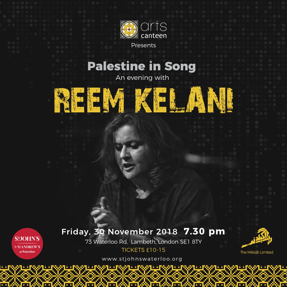 ArtsCanteen's tweet photo. There are very few artists whose music celebrating our heritage & culture and feeds our cultural souls @ReemKelani has made & continues to make a significant contribution to music globally & specifically music from #Palestine
Live 30/11/18 #London
https://t.co/HFZImMklAW https://t.co/XOZLf0tt1i
