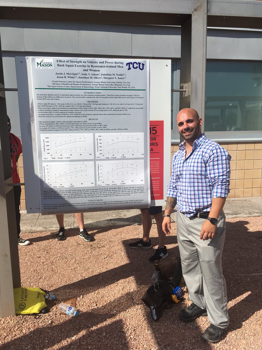 dr_mtjones8's tweet photo. Great day for a poster presentation outside! Thanks @jmerrigan33 for your hard work standing in the sunshine. @NSCASpain @NSCA #INSCA2018 #resistancetrained #muscle https://t.co/k5L1NYAkxQ