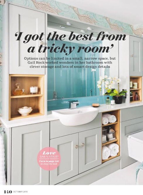 brightonbathco's tweet photo. We’ve featured in Ideal Home - again! October’s issue features the clever Rosie Proto, who helped Gail transform her narrow bathroom into a stylish, streamlined space which reflects her personality. #idealbathroom https://t.co/RKoPBc3Mv4