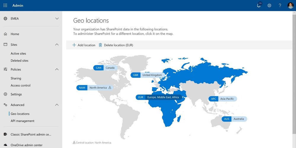 SharePoint's tweet photo. Introducing Multi-Geo in #SharePoint and Office 365 Groups! https://t.co/qBxCuqIe4S #MSIgnite https://t.co/OiwKlVUV1P