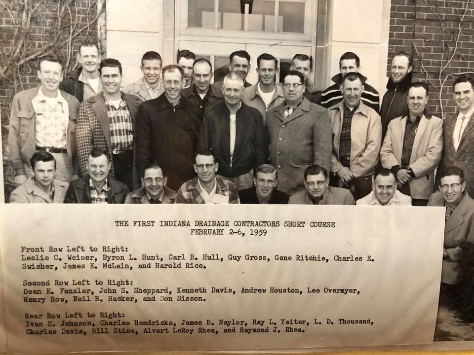 Our roots with Purdue run deep! Going through the archives, we turned up this photo of the first ever Indiana Drainage Contractors Course held at Purdue University in 1959.