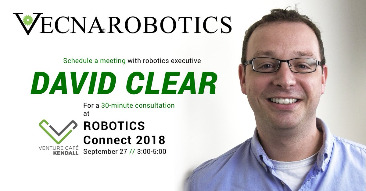 VecnaRobotics's tweet photo. Save the date! Vecna Robotics' David Clear will be at ROBOTICS Connect 2018, tomorrow (9.27) from 3:00-5:00 ET @VentureCafe in Kendall Square

https://t.co/ui9Km4aAd3
#TechNews #Innovation #Robotics #roboticsconnect #boston #ai #FutureTech #technology #MachineLearning https://t.co/7DBkhy58xX