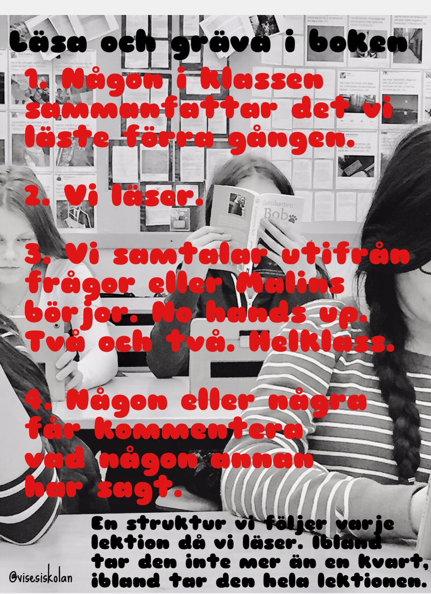 visesiskolan's tweet photo. Struktur när vi läser och stragier när vi samtalar och resonerar muntligt. #nohandsup #tänkhögt #B216 #samtala #TheHateUGive https://t.co/zZOwnNkU5a