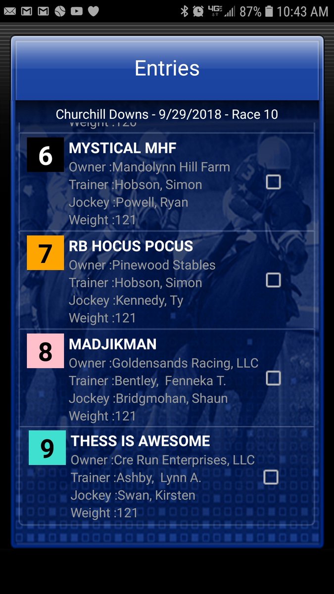 A definite <a href="/DelParkRacing/">Delaware Park</a> flavor to the Arabian Graded Stake <a href="/ChurchillDowns/">Churchill Downs</a> on Saturday.  Good luck to <a href="/KeiberJCoa/">Keiber J Coa</a> <a href="/RyanPowell3/">Ryan Powell</a> <a href="/GoldensandsRg/">Goldensands Racing</a> . <a href="/ArabFinishLine/">Arabian Finish Line</a>