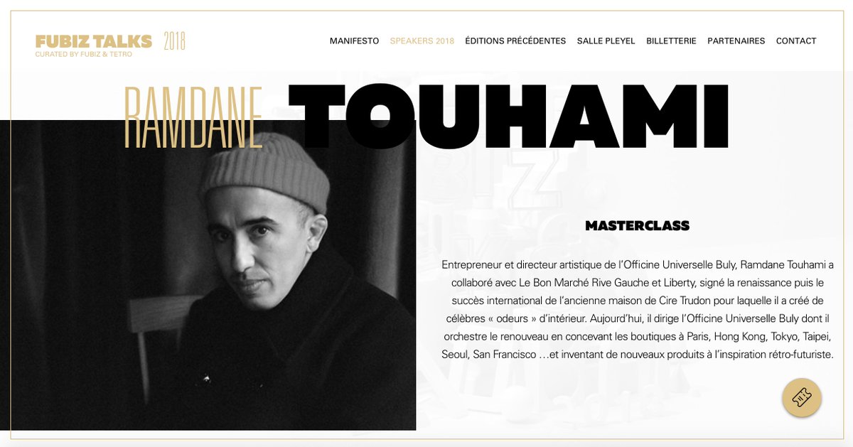 Buly1803's tweet photo. RDV le 4 octobre pour le témoignage artistique de Ramdane Touhami, lors de la troisième édition de @fubiztalks .
--
Paris, 04/10: Ramdane Touhami's artistic carreer testimony at the 3rd edition of Fubiz Talks.
#fubiztalks2018 #gq
--> https://t.co/pMp32vpcFv https://t.co/oRv35n4VSV