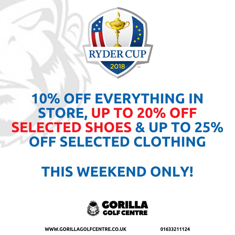 To celebrate the #RyderCup this weekend, we have an end of season sale on in-store, so come down and grab a bargain! This weekend only! 🦍⛳️🏌️ #GorillaGolfCentre #Golf #TeamEurope