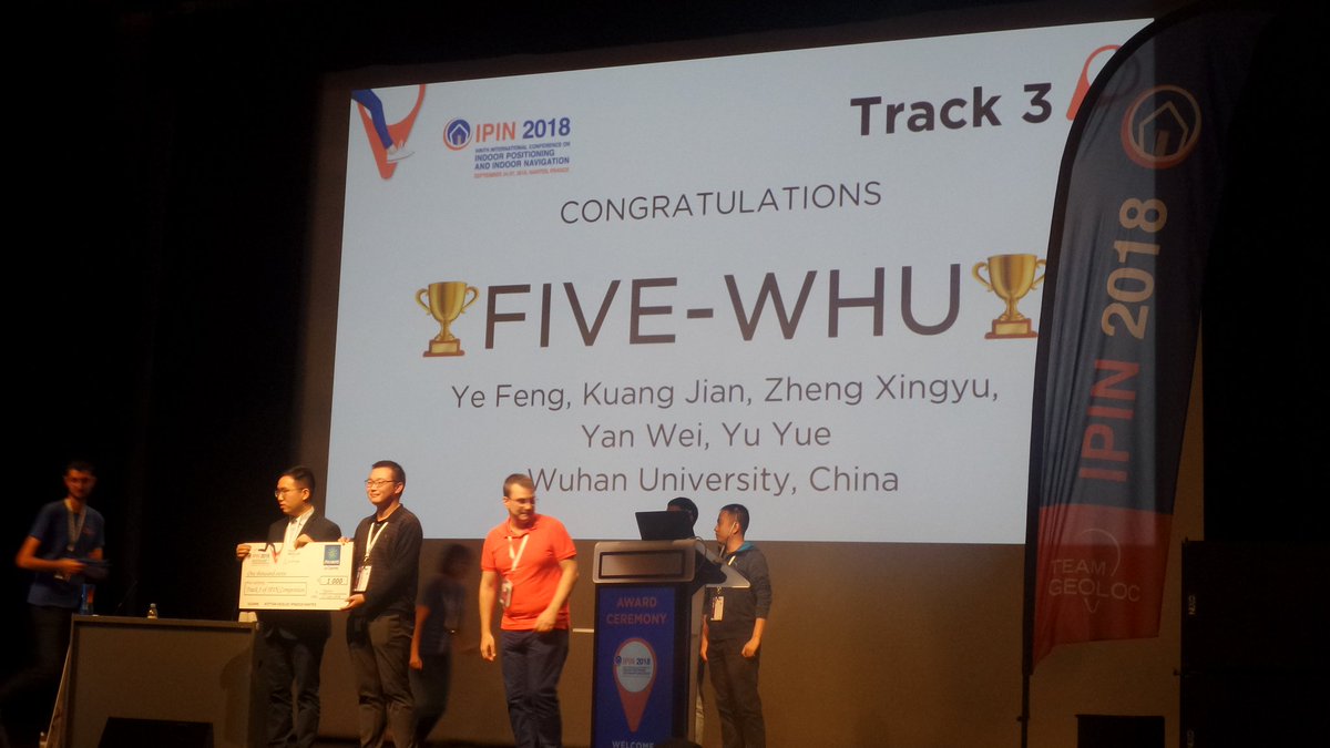 RPP_STAC's tweet photo. Winners of the geo-tracking competition #IPIN2018 Many thanks to @AtlantisNantes for his support. @Ifsttar @ID4CAR @LaCiteCongres https://t.co/9CrvvnuJcY